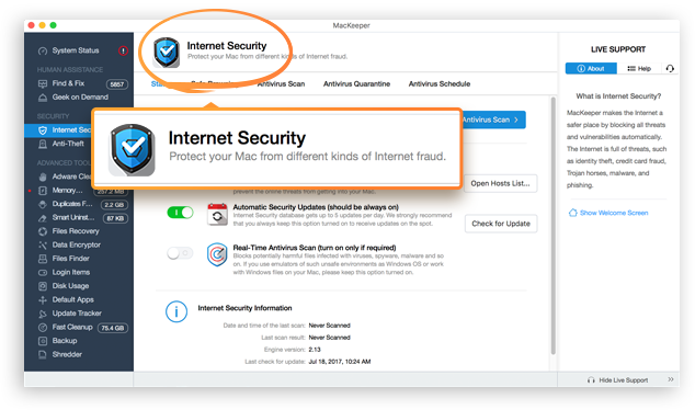 Internet Security page