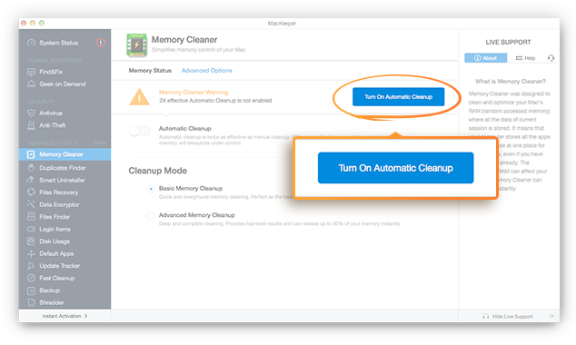 Memory Cleaner Page