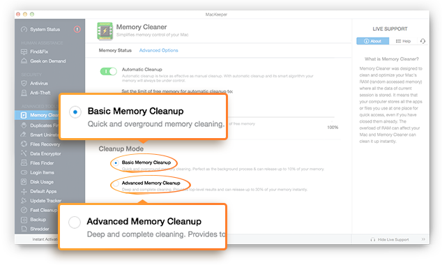 Memory Cleaner Page