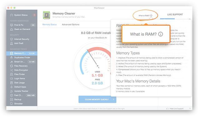 Memory Cleaner Page