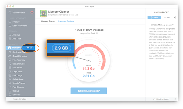 Memory Cleaner Page