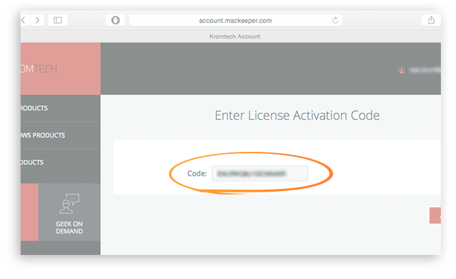 Managing Account page